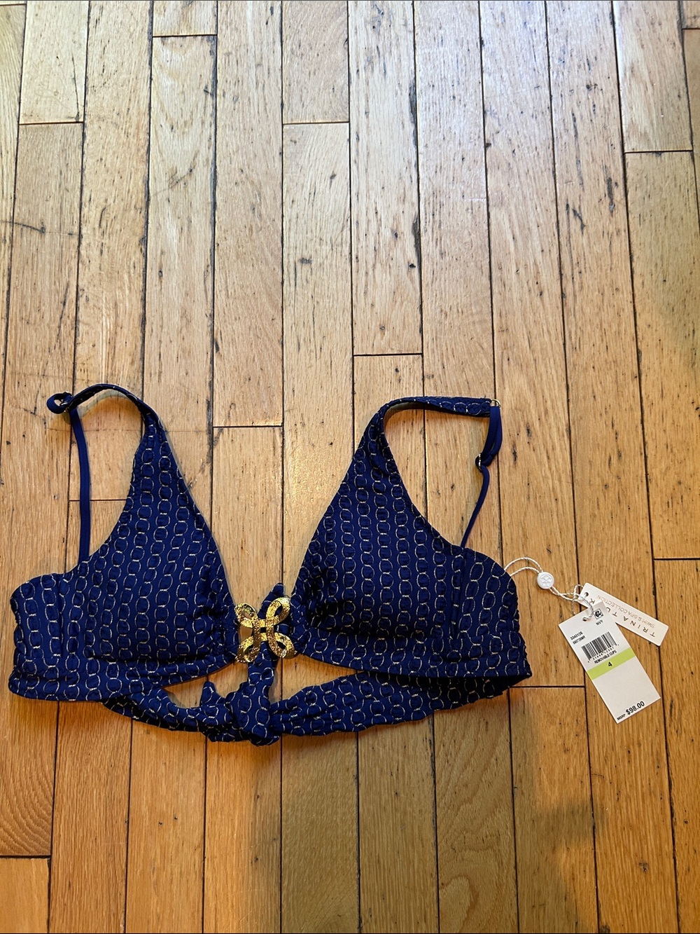 Women’s Trina Turk Navy Ring-Detail Bikini Top